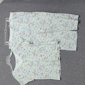 Looney Tunes Tweety Bird Blue with Purple, Yellow Floral 2 Piece PJ'S Size 2X